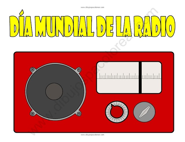 Día Mundial de la radio dibujo a color y para colorear